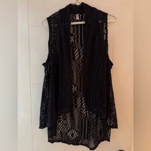 Xhilaration Black Lace Open-Front Vest
